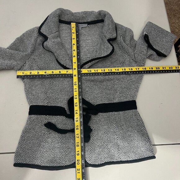 Classiques Entier Cardigan Sweater Jacket Womens Small Black White Belted Office - Picture 2 of 16